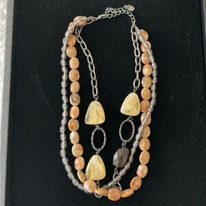 Cookie Lee Gold and Brown Beaded Necklace